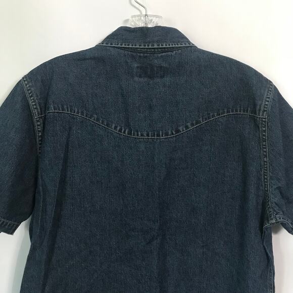 Tecovas Shirt Medium Mens Denim Western Pearl Snap Short Sleeve Cowboy Rodeo - Picture 9 of 10